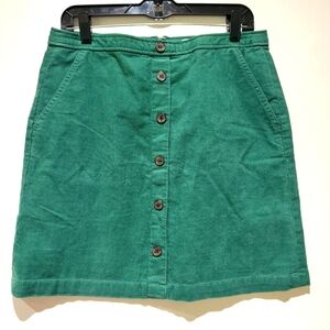 Green Corduroy Button-Front Skirt